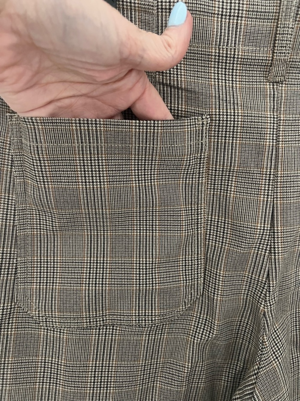 Haver & Blair Trouser Pants Women Large brown plaid Wide Leg Cropped Career - Picture 4 of 11
